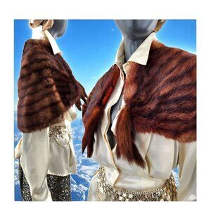 Vintage Red Fox Stole Wild Child Cape Fortune Teller Gypsy Old Hollywood XS S